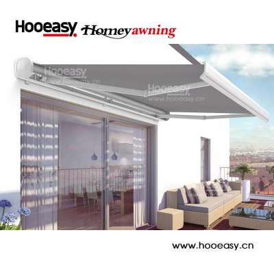 Roll out shade outdoor canopy balcony awning design for corner automatic