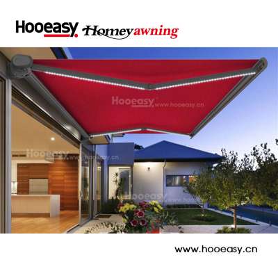 Front door metal shop motor double side retractable metal awning residential